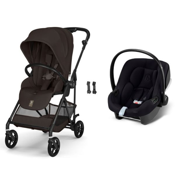 Poussette duo Melio Carbon 6 Chocolate Brown avec siège auto Aton B2 i-Size
