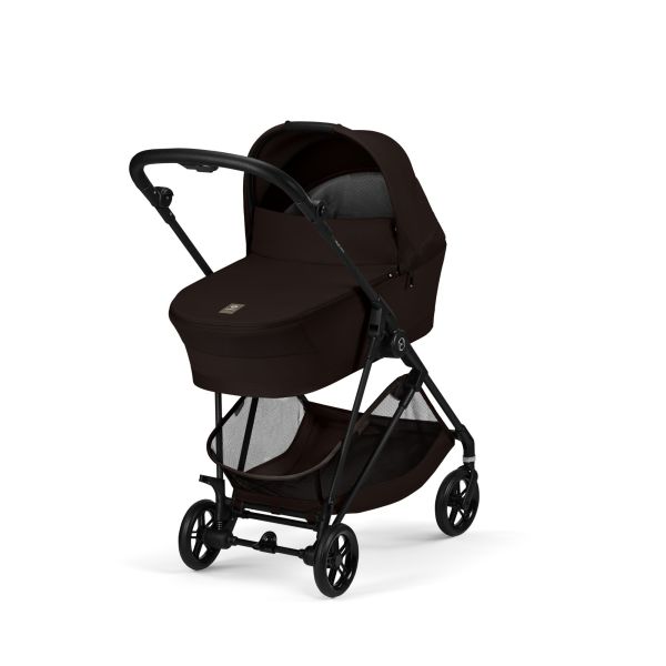 Poussette duo Melio Carbon 6 Chocolate Brown avec nacelle Melio Cot