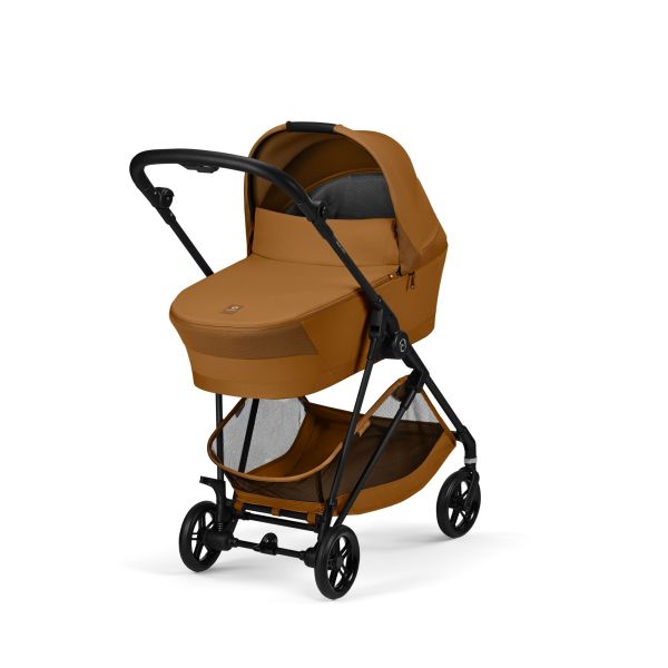 Poussette duo Melio Carbon 6 Cinnamon Yellow avec nacelle Melio Cot