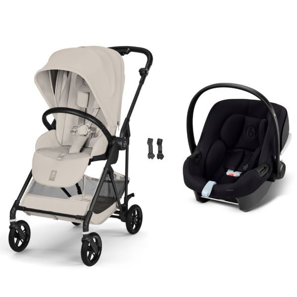 Poussette duo Melio Carbon 6 Dune Grey avec siège auto Aton B2 i-Size