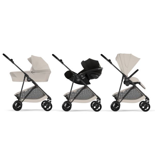 Poussette duo Melio Carbon 6 Dune Grey avec siège auto Aton B2 i-Size