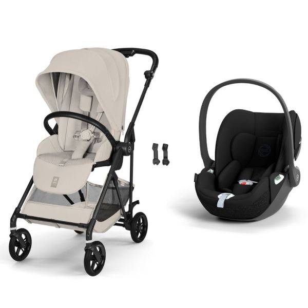 Poussette duo Melio Carbon 6 Dune Grey avec siège auto Cloud T i-Size