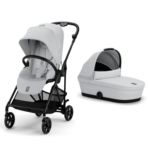 Poussette duo Melio Carbon Fog Grey + Nacelle Melio Cot