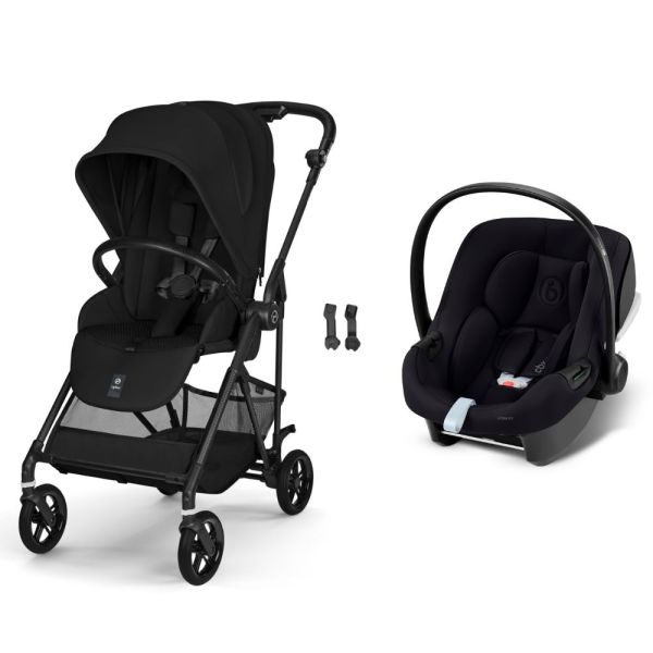 Poussette duo Melio Carbon 6 Magic Black avec siège auto Aton B2 i-Size