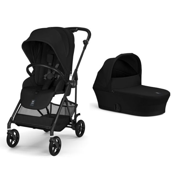 Poussette duo Melio Carbon 6 Magic Black avec nacelle Melio Cot