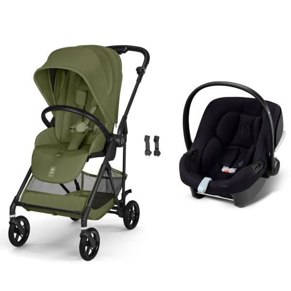 Poussette duo Melio Carbon 6 Moss Green avec siège auto Aton B2 i-Size