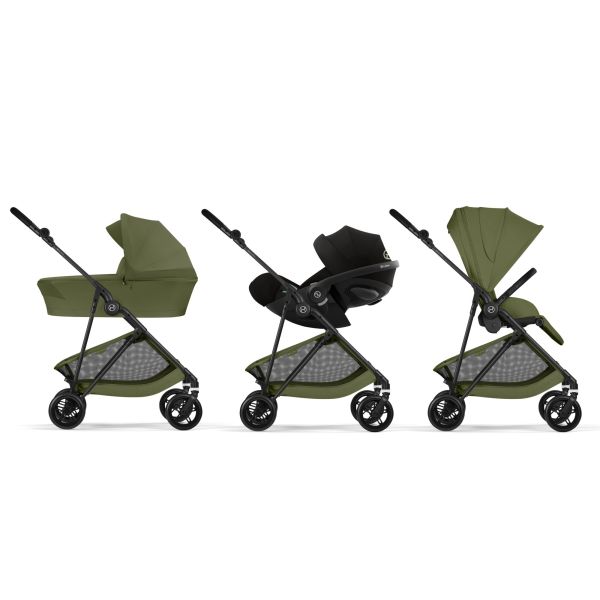 Poussette duo Melio Carbon 6 Moss Green avec siège auto Aton B2 i-Size