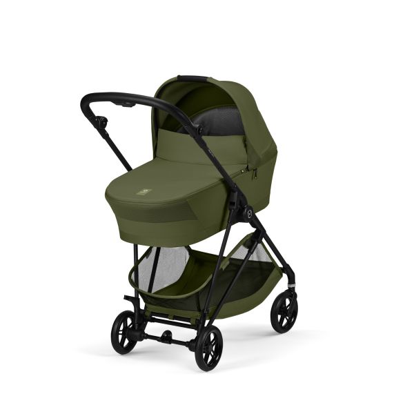Poussette duo Melio Carbon 6 Moss Green avec nacelle Melio Cot