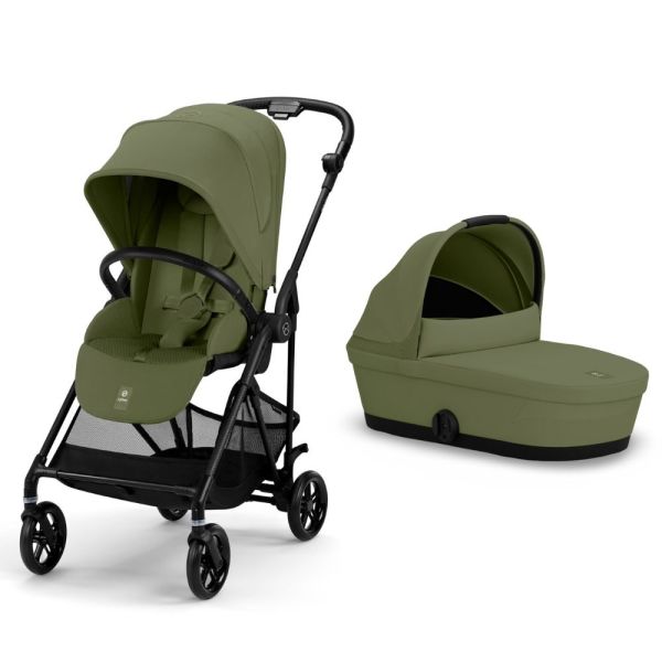 Poussette duo Melio Carbon Moss Green + Nacelle Melio Cot