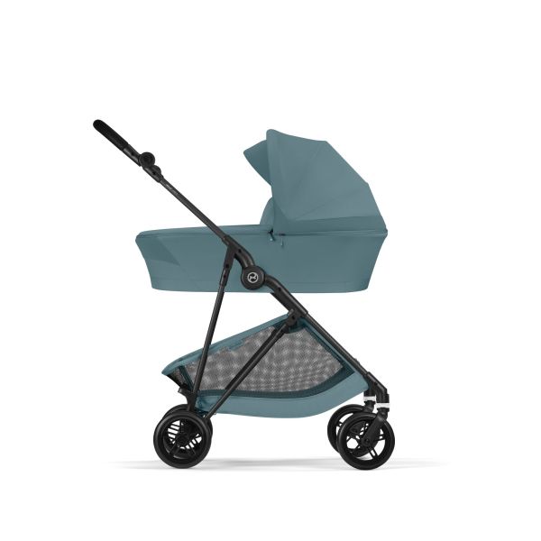 Poussette duo Melio Carbon 6 Stormy Blue avec nacelle Melio Cot