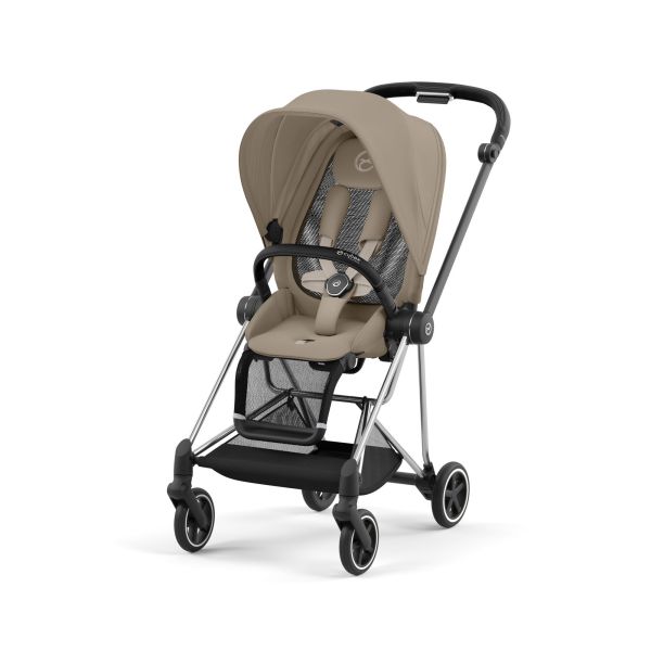 Poussette duo Mios 3 Cozy Beige châssis Chrome Black + Cloud T i-Size