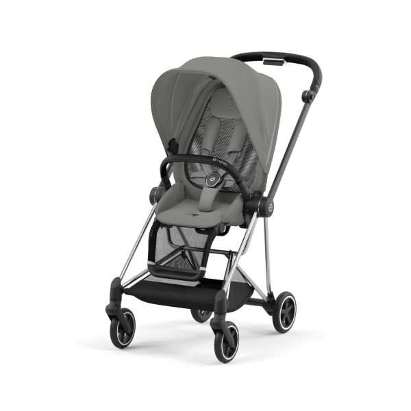 Poussette duo Mios 3 Mirage Grey châssis Chrome Black + Cloud T i-Size