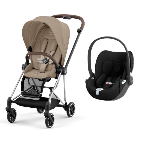 Poussette duo Mios 3 Cozy Beige châssis Chrome Brown + Cloud T i-Size