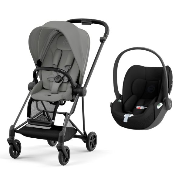 Poussette duo Mios 3 Mirage Grey châssis Matt Black + Cloud T i-Size