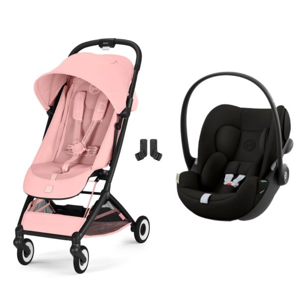 Poussette duo Orfeo 3 compacte Candy Pink avec siège auto Cloud G i-Size