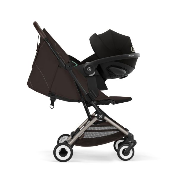 Poussette duo Orfeo 3 compacte Chocolate Brown avec siège auto Aton B2 i-Size