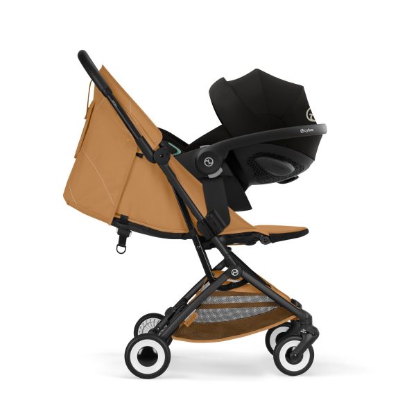 Poussette duo Orfeo 3 compacte Cinnamon Yellow avec siège auto Cloud T i-Size