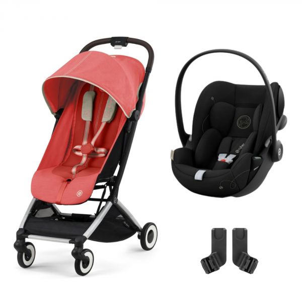 Poussette duo Orfeo Hibiscus Red + Siège auto Cloud G i-Size
