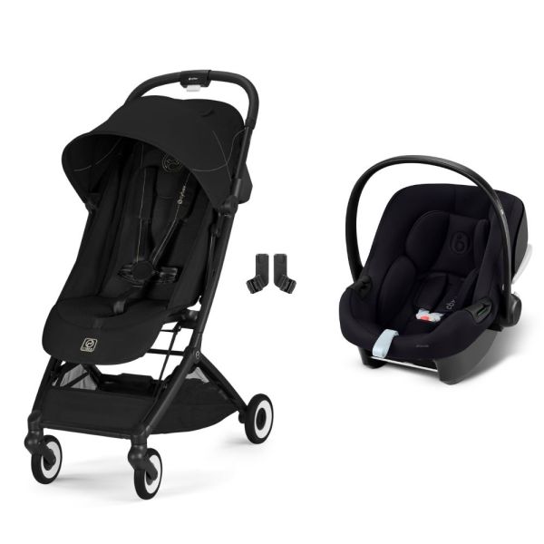 Poussette duo Orfeo 3 compacte Magic Black avec siège auto Aton B2 i-Size