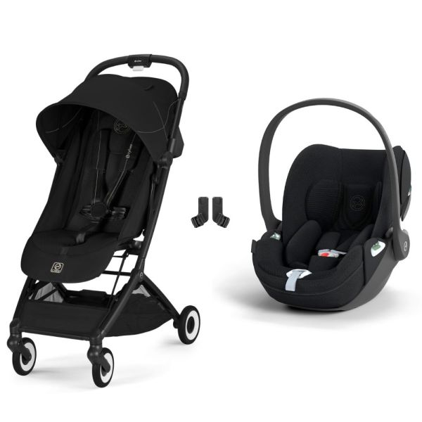 Poussette duo Orfeo 3 compacte Magic Black avec siège auto Cloud T i-Size Tissu Plus