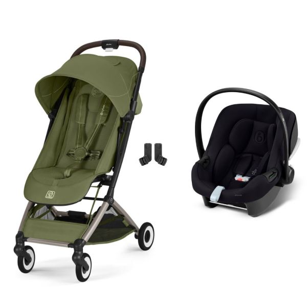 Poussette duo Orfeo 3 compacte Moss Green avec siège auto Aton B2 i-Size