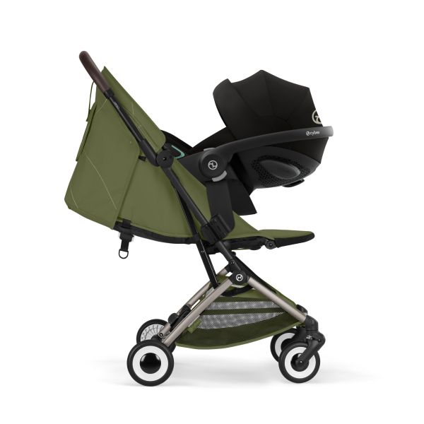 Poussette duo Orfeo 3 compacte Moss Green avec siège auto Aton B2 i-Size