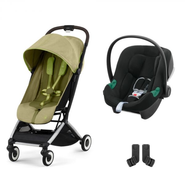 Poussette duo Orfeo Nature Green + Siège auto Aton B2 i-Size