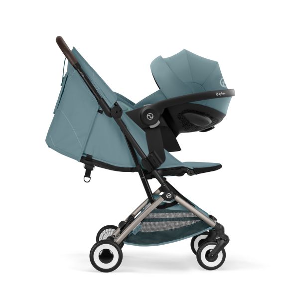 Poussette duo Orfeo 3 compacte Stormy Blue avec siège auto Aton B2 i-Size