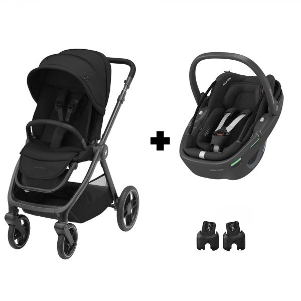 Poussette duo Oxford + siège auto Coral 360 I-Size Essential Black
