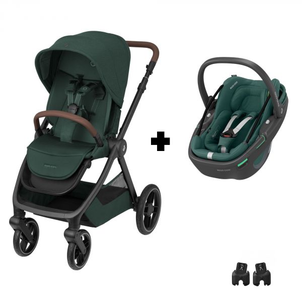Poussette duo Oxford + Siège auto Coral 360 I-Size Twillic Green