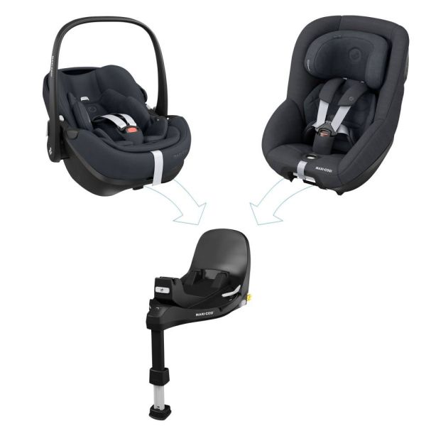 Poussette duo Oxford + Siège auto Pebble 360 pro² Twillic Black + Base FamilyFix 360 Pro