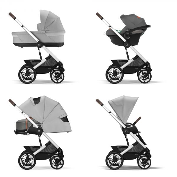 Poussette duo Talos S Lux - châssis Silver - Lava Grey + Siège auto Aton B2 i-Size