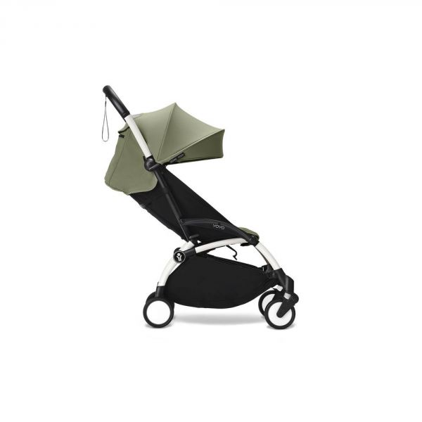 Poussette duo YOYO 3 pack 6+ et siège auto Aton B2 Black - Chassis blanc - Olive