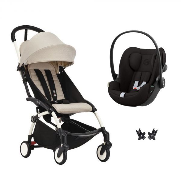 Poussette duo YOYO 3 pack 6+ et siège auto Cloud G Black - Chassis blanc - Bonpoint