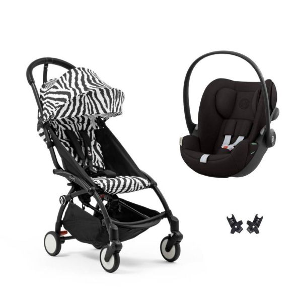 Poussette duo YOYO 3 pack 6+ et siège auto Cloud G Black - Chassis noir - Zebra