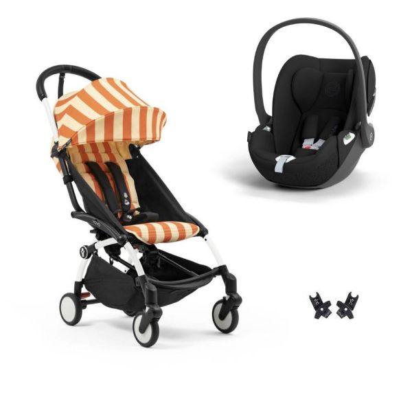 Poussette duo YOYO 3 pack 6+ et siège auto Cloud T - Chassis blanc - Capri
