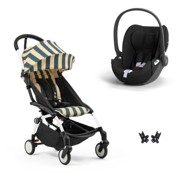 Poussette duo YOYO 3 pack 6+ et siège auto Cloud T - Chassis blanc - Monaco