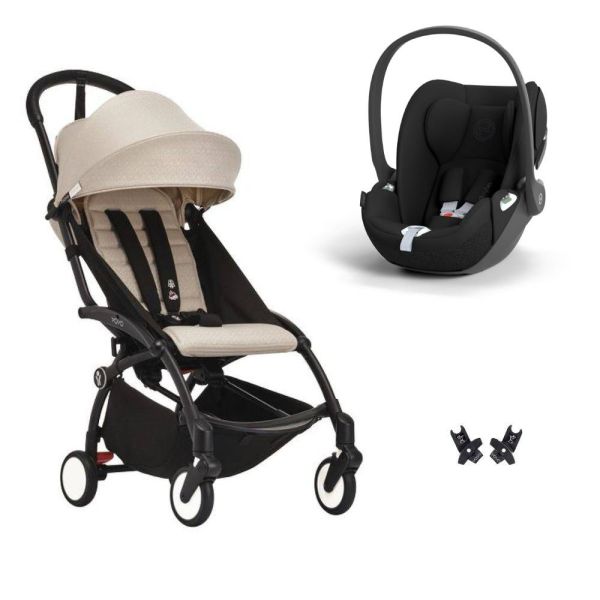 Poussette duo YOYO 3 pack 6+ et siège auto Cloud T Black - Chassis noir - Bonpoint