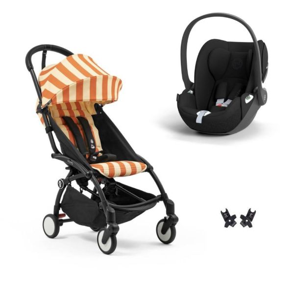 Poussette duo YOYO 3 pack 6+ et siège auto Cloud T Black - Chassis noir - Capri