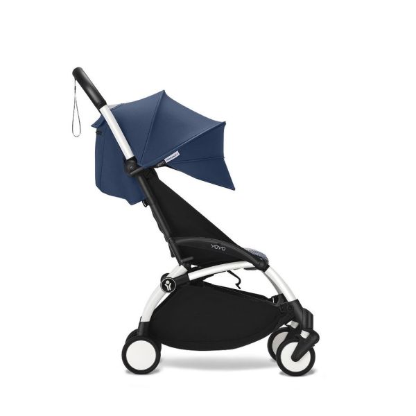 Poussette duo YOYO 3 pack 6+ et siège auto Cloud T plus Black - Chassis blanc - Bleu Air France
