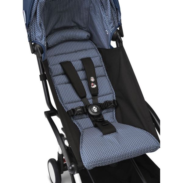 Poussette duo YOYO 3 pack 6+ et siège auto Cloud T plus Black - Chassis blanc - Bleu Air France