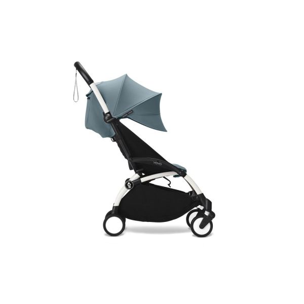 Poussette duo YOYO 3 pack 6+ et siège auto Cloud T plus Black - Chassis blanc - Aqua