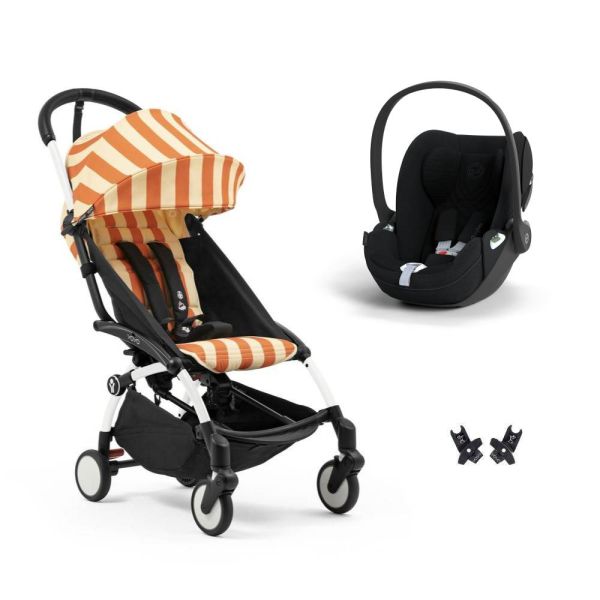 Poussette duo YOYO 3 pack 6+ et siège auto Cloud T plus Black - Chassis blanc - Capri
