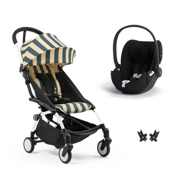 Poussette duo YOYO 3 pack 6+ et siège auto Cloud T plus Black - Chassis blanc - Monaco