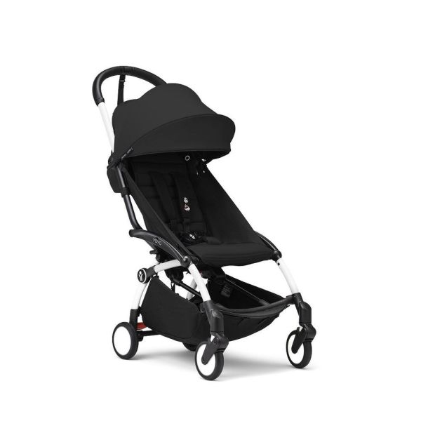 Poussette duo YOYO 3 pack 6+ et siège auto Cloud T plus Black - Chassis blanc - Noir