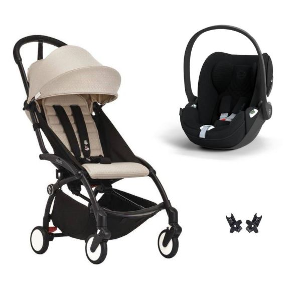 Poussette duo YOYO 3 pack 6+ et siège auto Cloud T plus Black - Chassis noir - Bonpoint