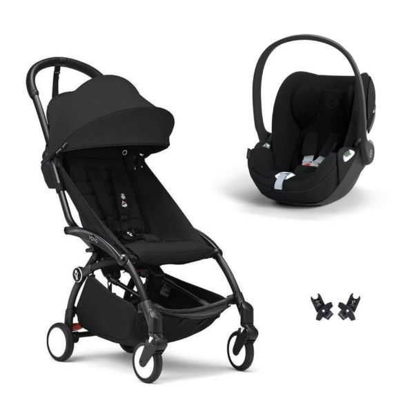 Poussette duo YOYO 3 pack 6+ et siège auto Cloud T plus Black - Chassis noir - Noir