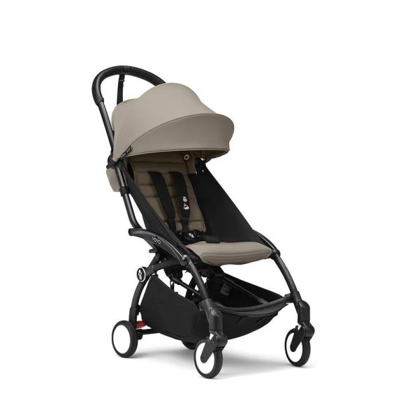 Poussette duo YOYO 3 pack 6+ et siège auto Cloud T plus Black - Chassis noir - Taupe