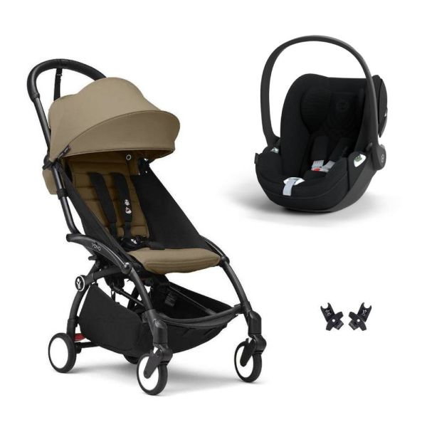 Poussette duo YOYO 3 pack 6+ et siège auto Cloud T plus Black - Chassis noir - Toffee