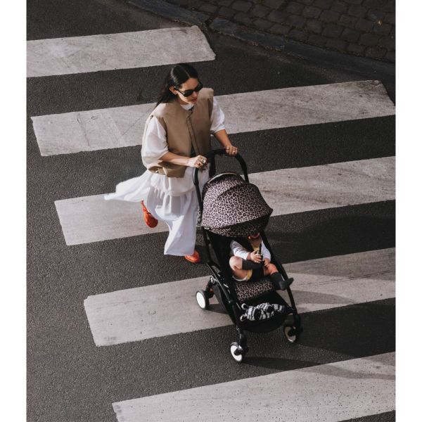 Poussette duo YOYO 3 - Châssis noir Pack 6+ et nacelle Leopard / Noir